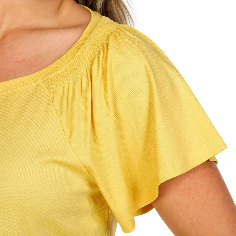 Nine West Women's Short Sleeve Smocked Raglan Flutter Shirt - Large - Picture 3 of 9